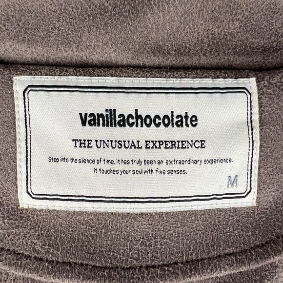 Size M Brown Asymmetric Zipper Ultra Suede Tiered Draped Hip Length Jacket - Picture 7 of 8